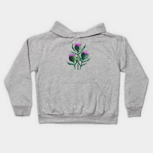 Thistles Watercolour Painting Kids Hoodie